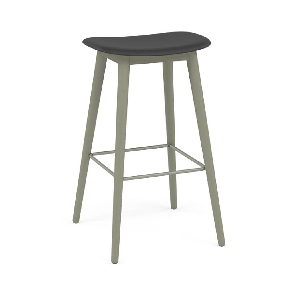 Fiber Bar + Counter Stool: Wood Base + Bar + Dusty Green + Black