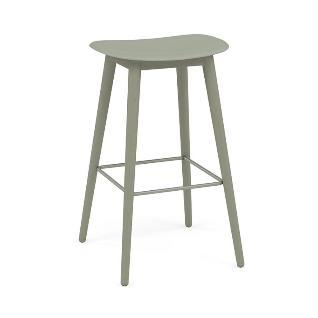 Fiber Bar + Counter Stool: Wood Base + Bar + Dusty Green + Dusty Green