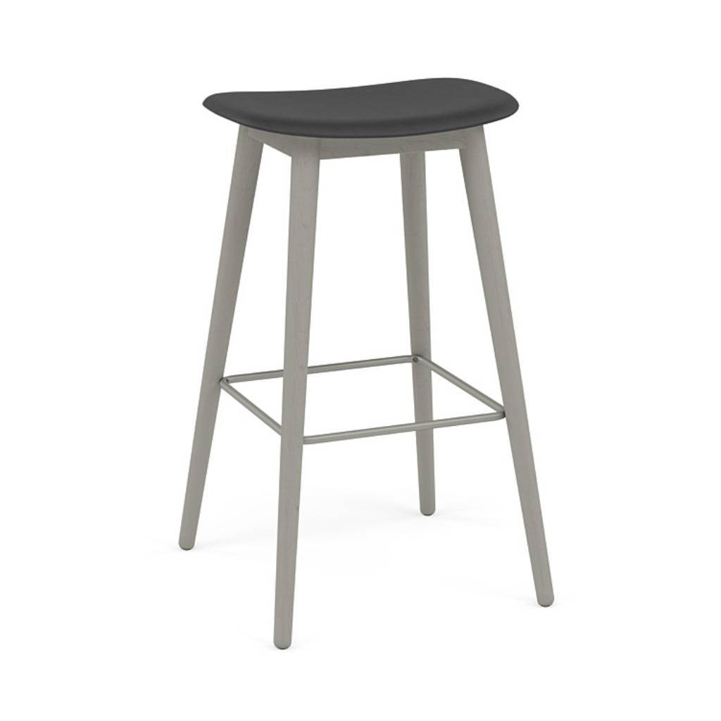 Fiber Bar + Counter Stool: Wood Base + Bar + Grey + Black