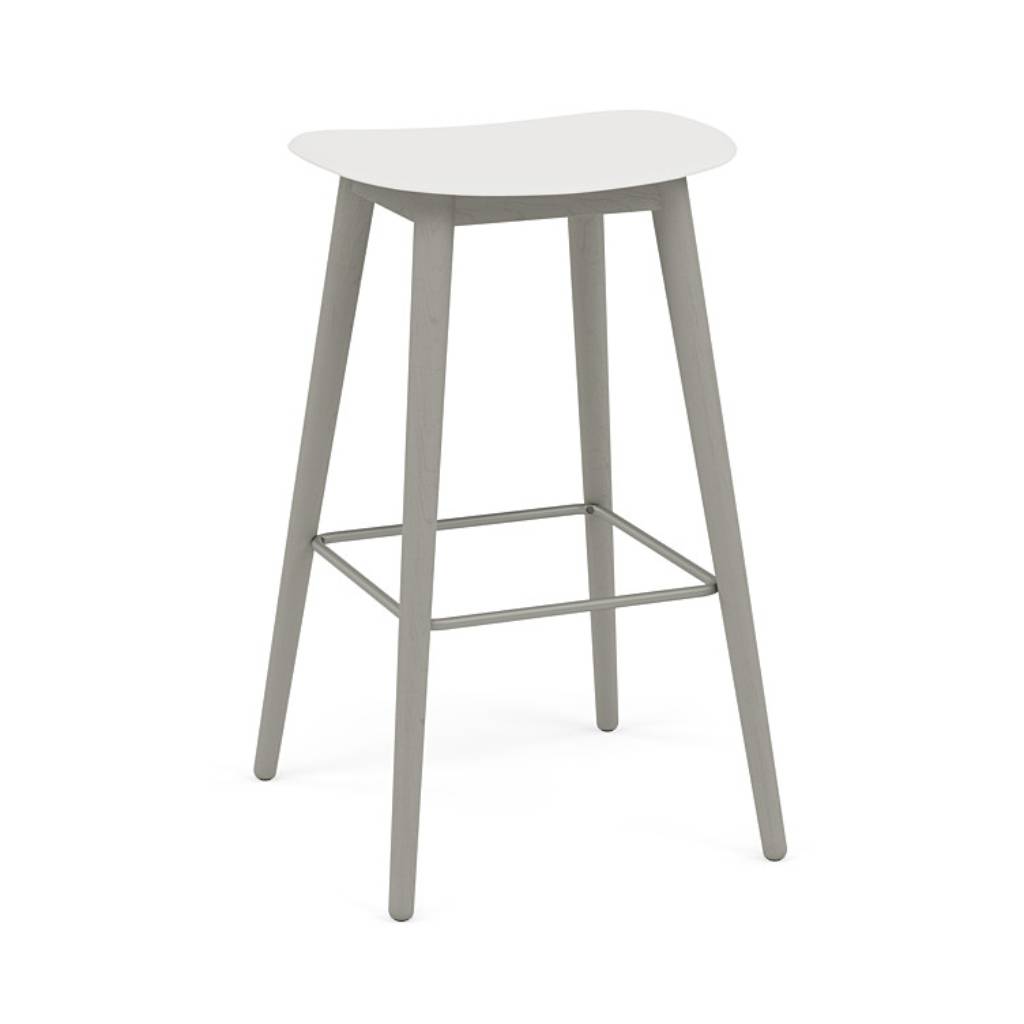 Fiber Bar + Counter Stool: Wood Base + Bar + Grey + Natural White