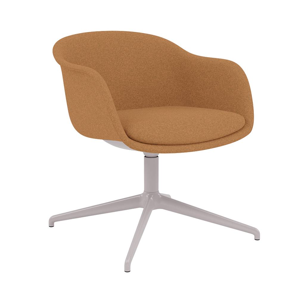 Fiber Conference Armchair: Swivel Base with Return + Recycled Shell + Grey