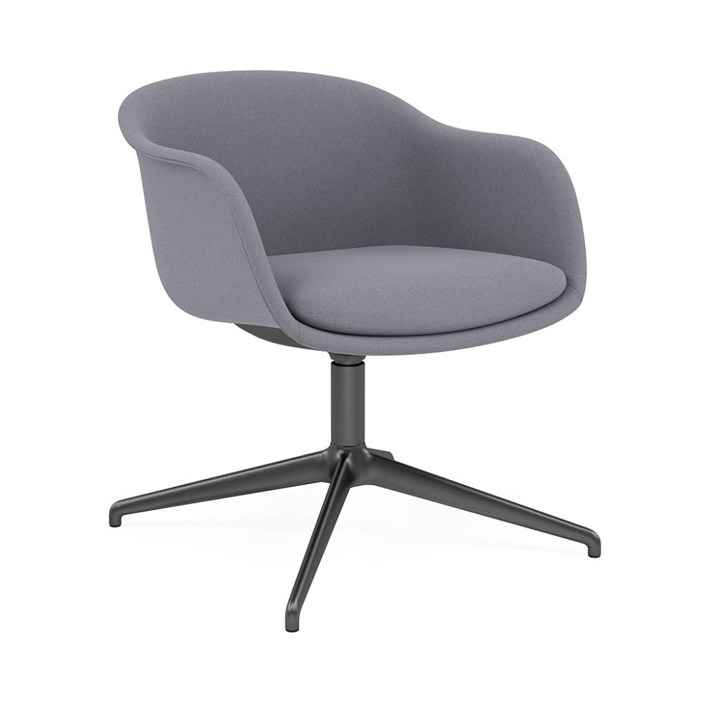 Fiber Conference Armchair: Swivel Base with Return + Recycled Shell + Anthracite Black