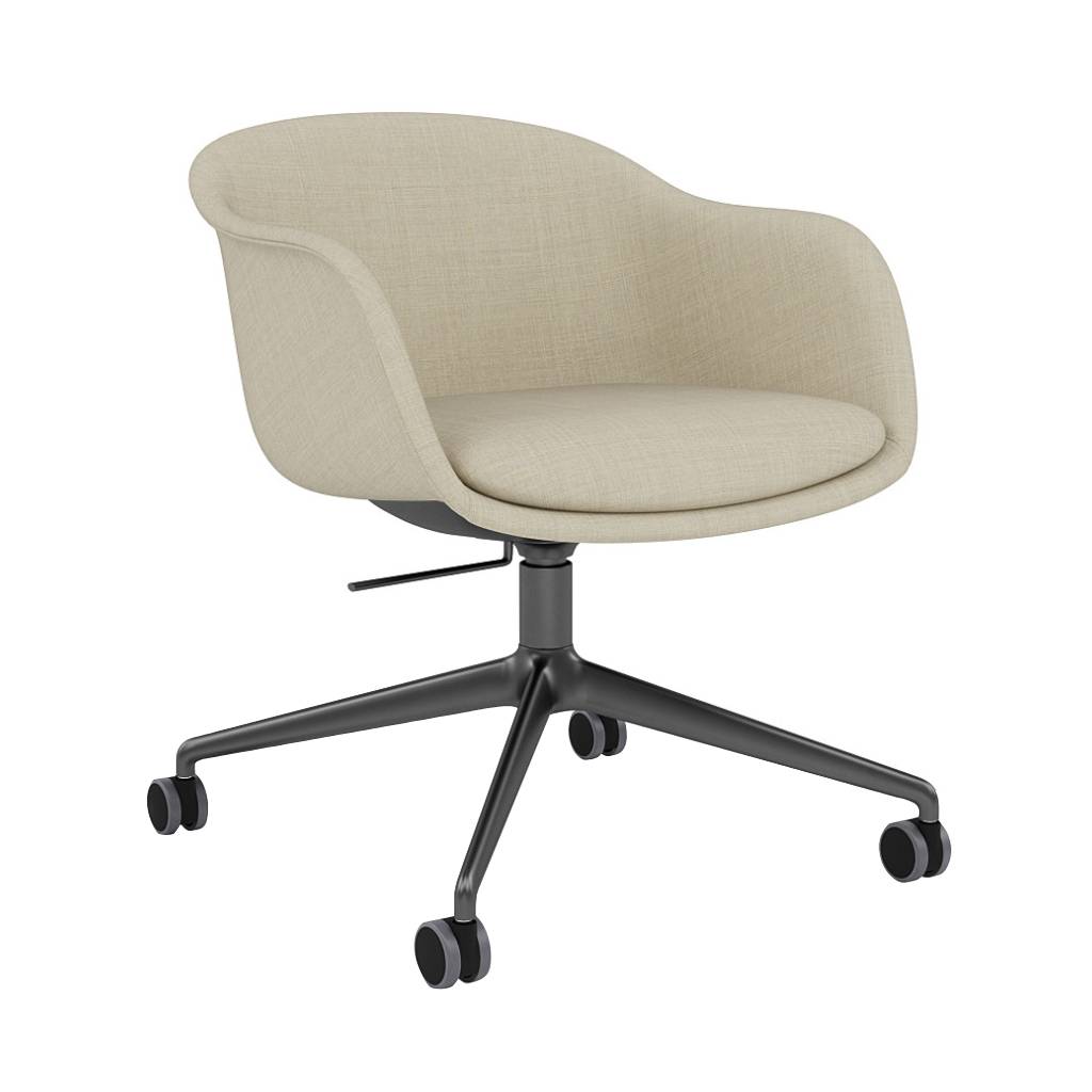 Fiber Conference Armchair: Swivel Base with Castors + Tilt + Recycled Shell + Anthracite Black