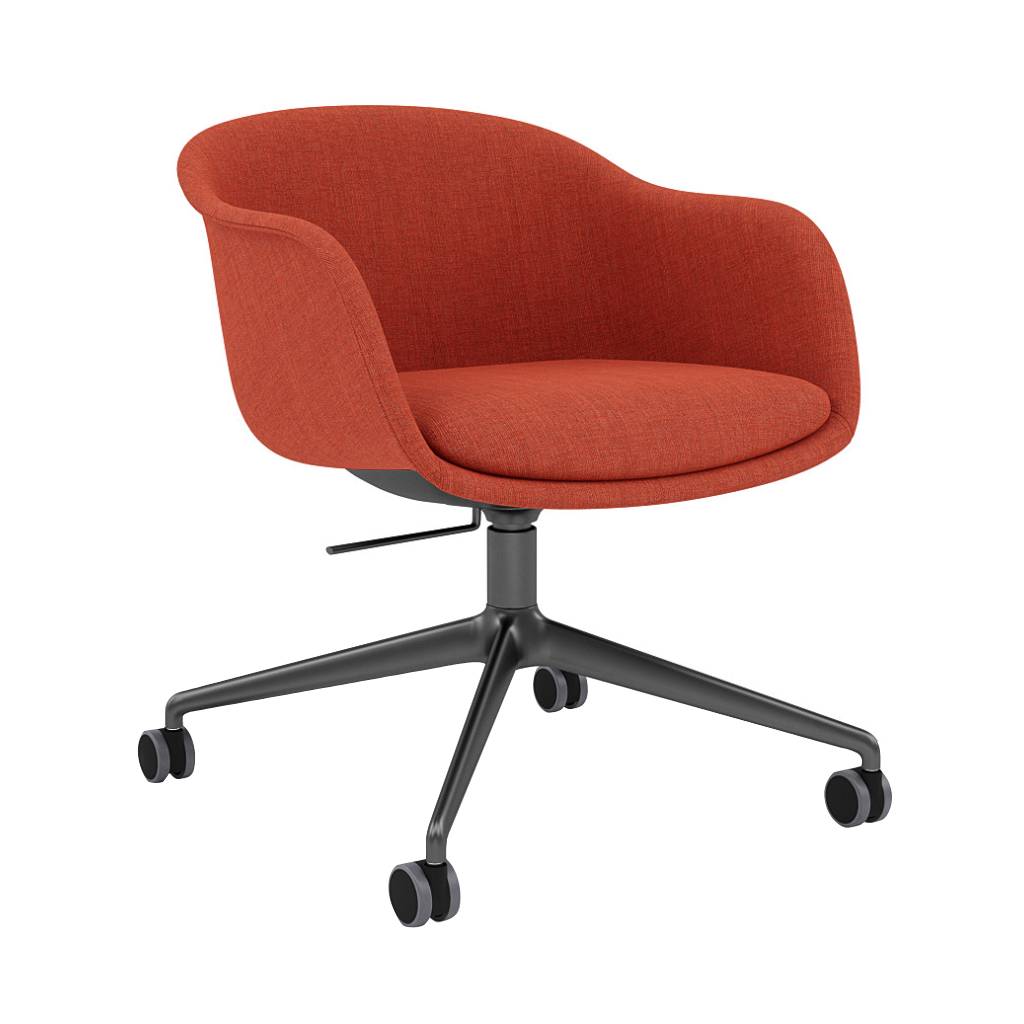 Fiber Conference Armchair: Swivel Base with Castors + Tilt + Recycled Shell + Anthracite Black