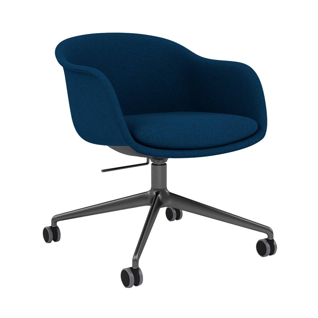 Fiber Conference Armchair: Swivel Base with Castors + Tilt + Recycled Shell + Anthracite Black