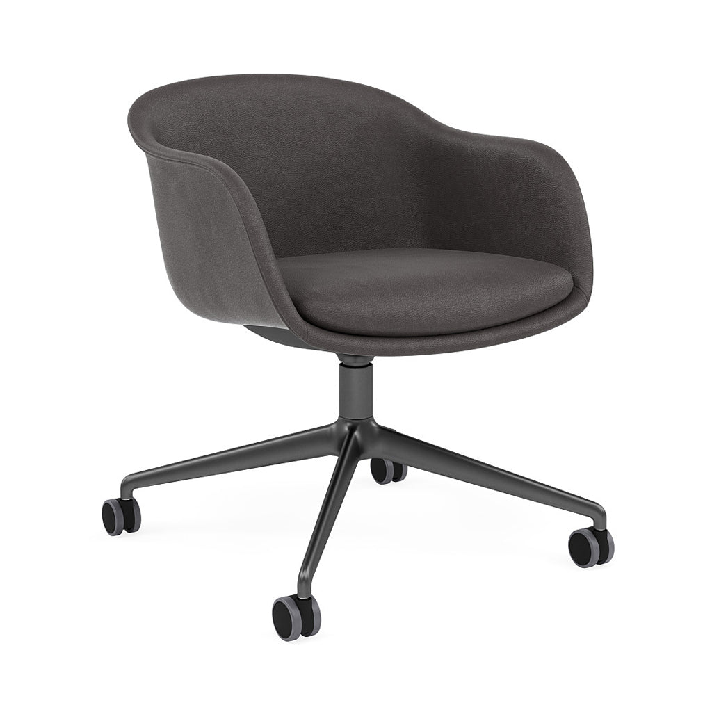 Fiber Conference Armchair: Swivel Base with Castors + Recycled Shell + Anthracite Black