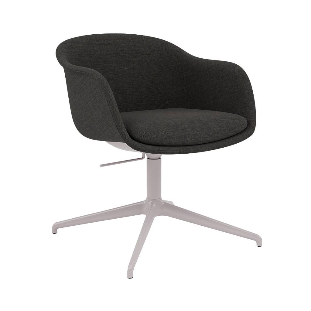 Fiber Conference Armchair: Swivel Base with Return + Recycled Shell + Tilt + Grey