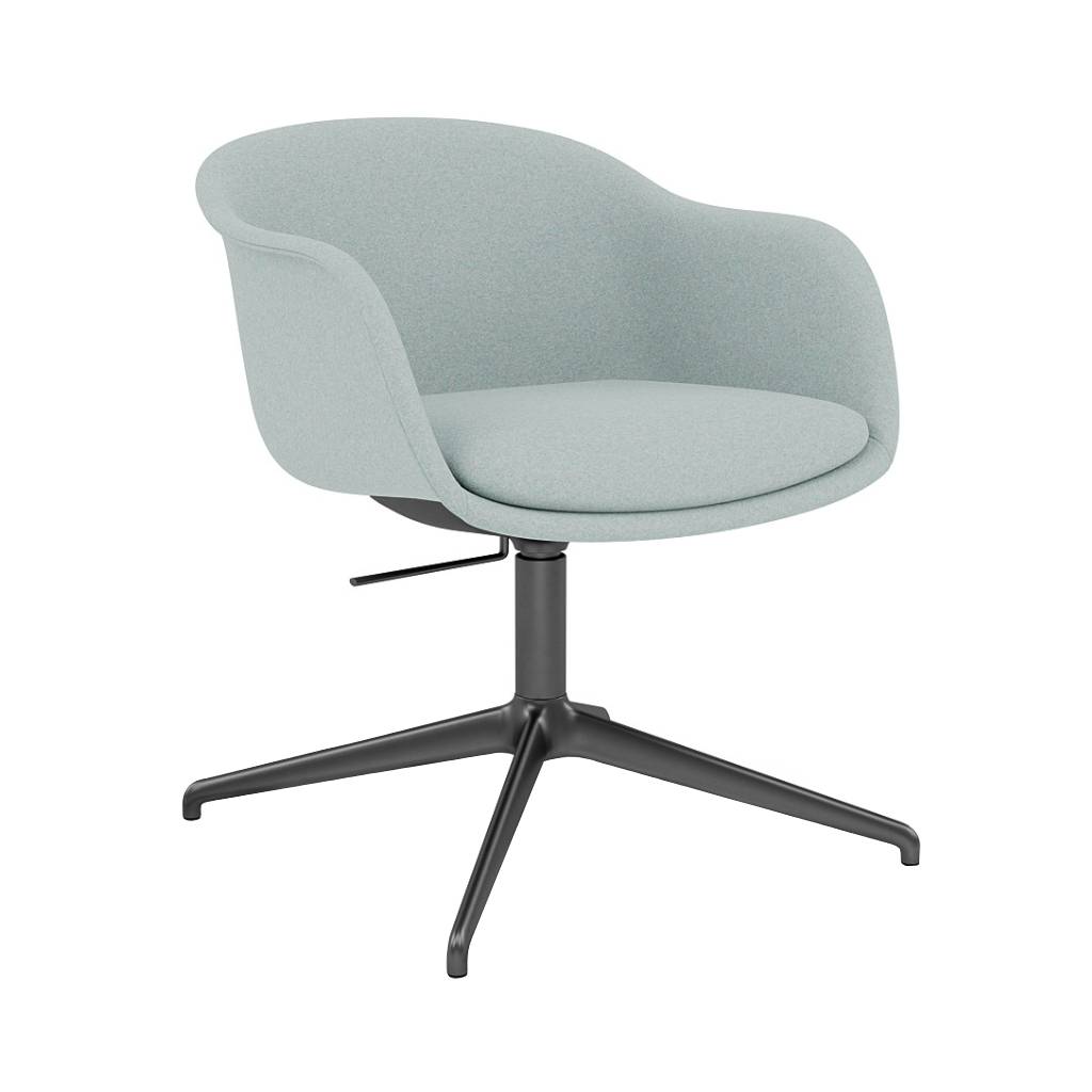 Fiber Conference Armchair: Swivel Base with Return + Recycled Shell + Tilt + Anthracite Black