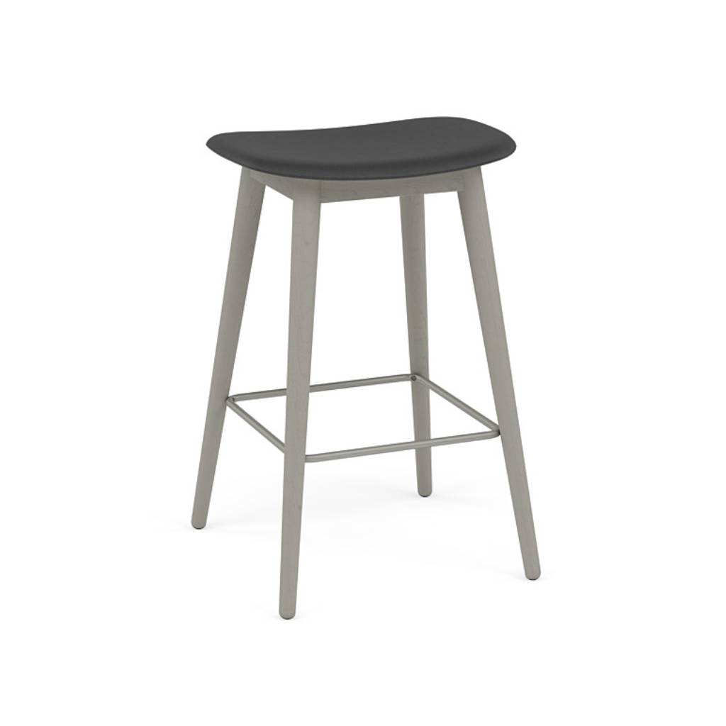 Fiber Bar + Counter Stool: Wood Base + Counter + Grey + Black