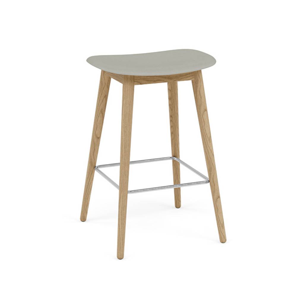 Fiber Bar + Counter Stool: Wood Base + Counter + Oak + Grey