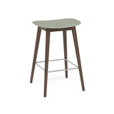 Fiber Bar + Counter Stool: Wood Base + Counter + Stained Dark Brown + Dusty Green