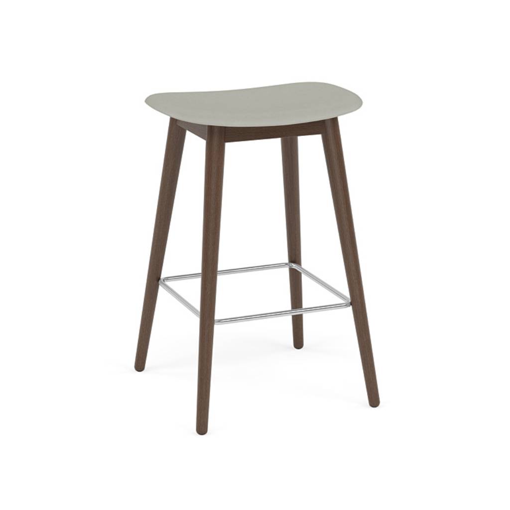 Fiber Bar + Counter Stool: Wood Base + Counter + Stained Dark Brown + Grey