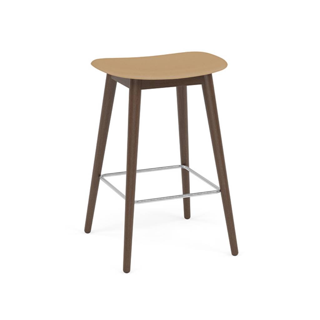 Fiber Bar + Counter Stool: Wood Base + Counter + Stained Dark Brown + Ochre