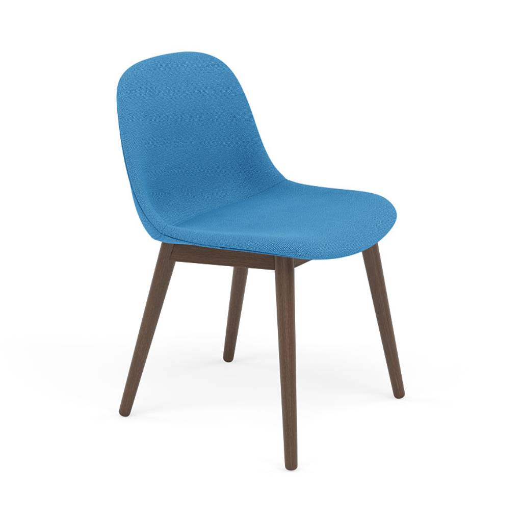 Fiber Side Chair: Wood Base + Recycled Shell + Upholstered + Stained Dark Brown