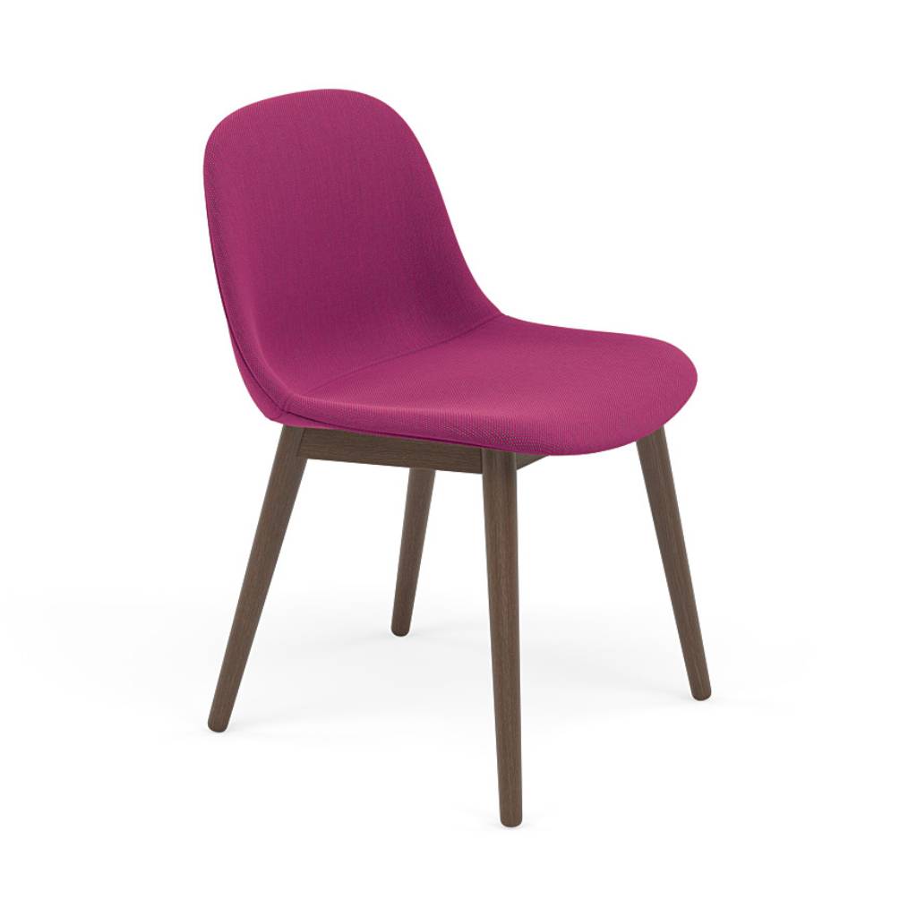 Fiber Side Chair: Wood Base + Recycled Shell + Upholstered + Stained Dark Brown