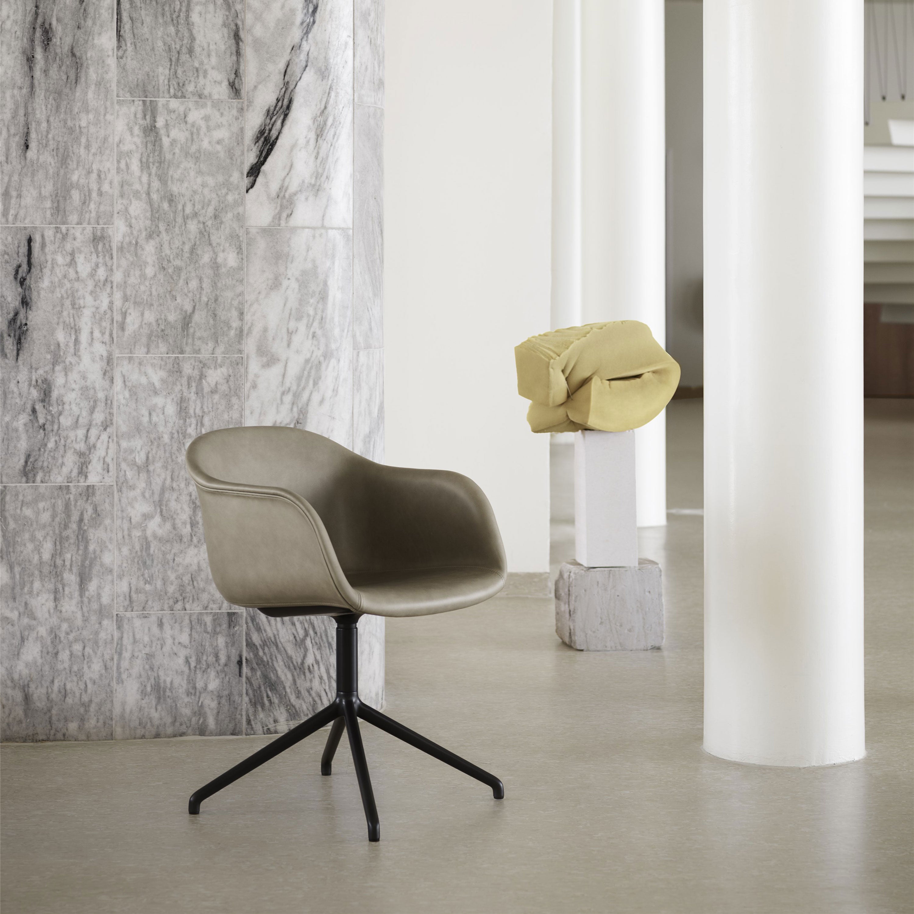 Fiber Armchair: Swivel Base + Recycled Shell + Upholstered