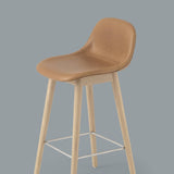 Fiber Bar + Counter Stool with Backrest: Wood Base + Upholstered - Quick Ship