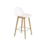 Fiber Bar + Counter Stool With Backrest: Wood Base + Bar + Natural White + Oak