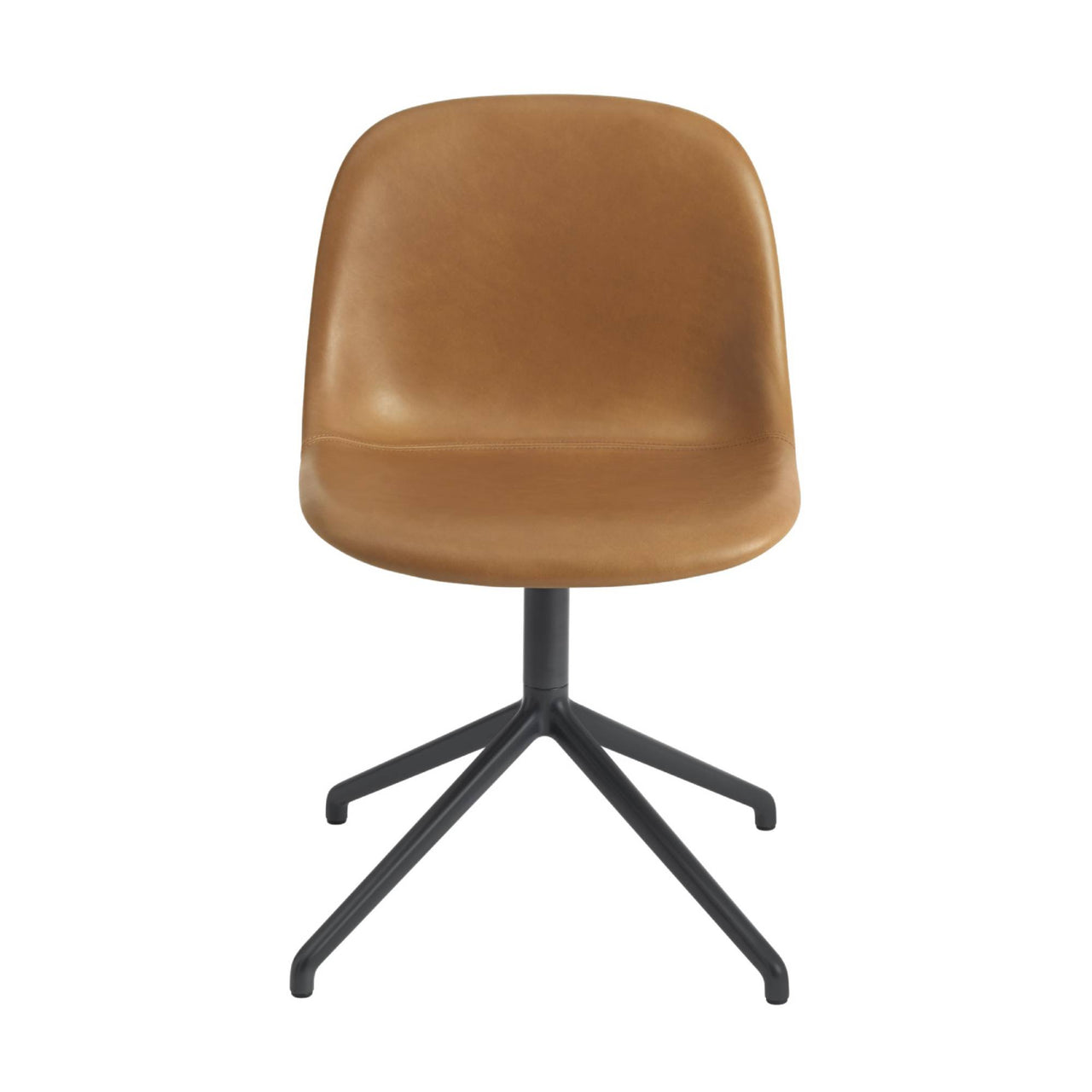 Fiber Side Chair: Swivel Base + Recycled Shell + Upholstered + Black