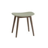Fiber Stool: Wood Base + Stained Dark Brown + Dusty Green
