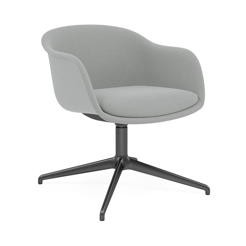 Fiber Conference Armchair: Swivel Base with Return + Recycled Shell + Anthracite Black