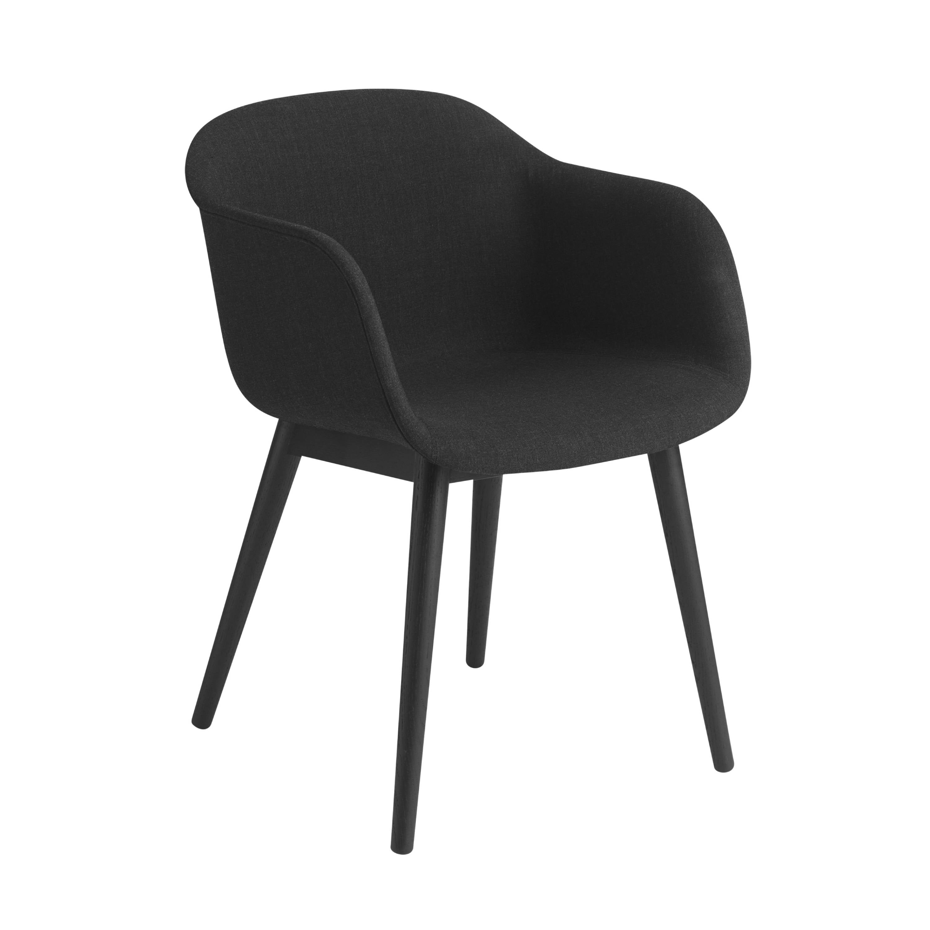 Fiber Armchair: Wood Base + Recycled Shell + Upholstered +  Black