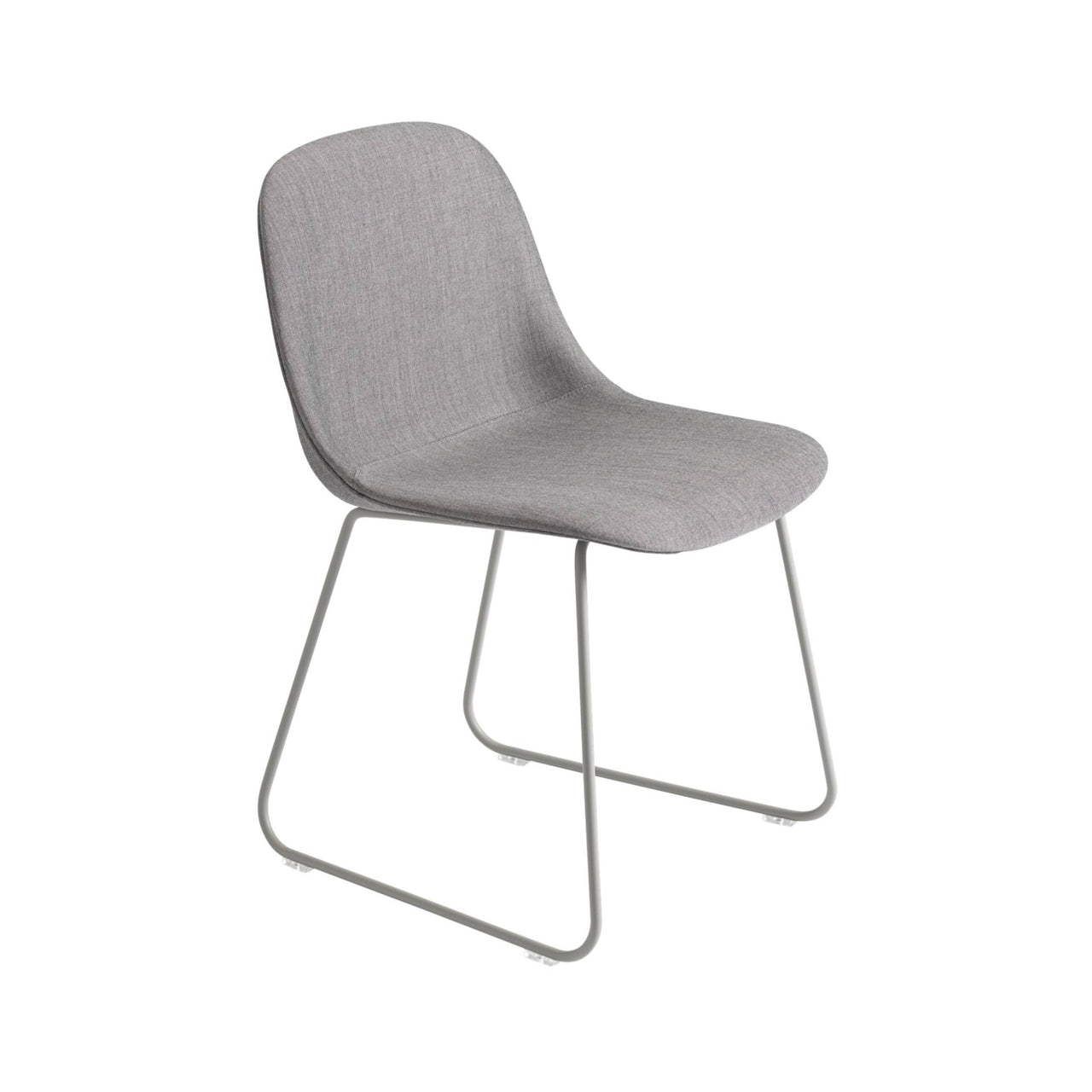 Fiber Side Chair: Sled Base + Recycled Shell + Upholstered + Grey