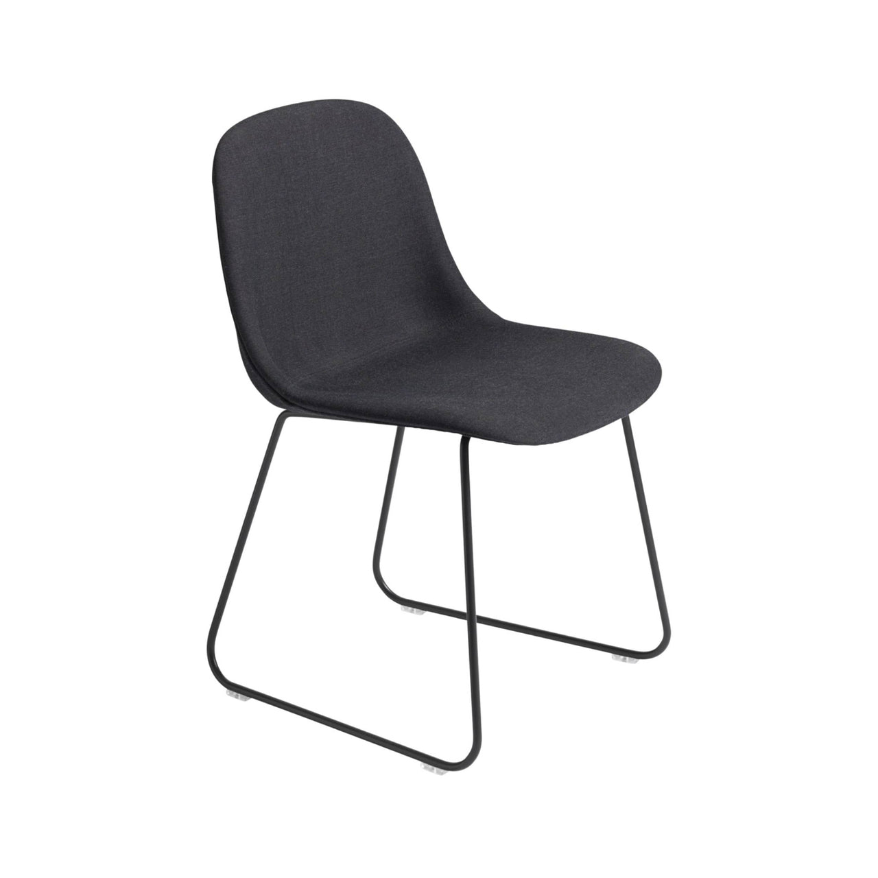 Fiber Side Chair: Sled Base + Recycled Shell + Upholstered + Anthracite Black