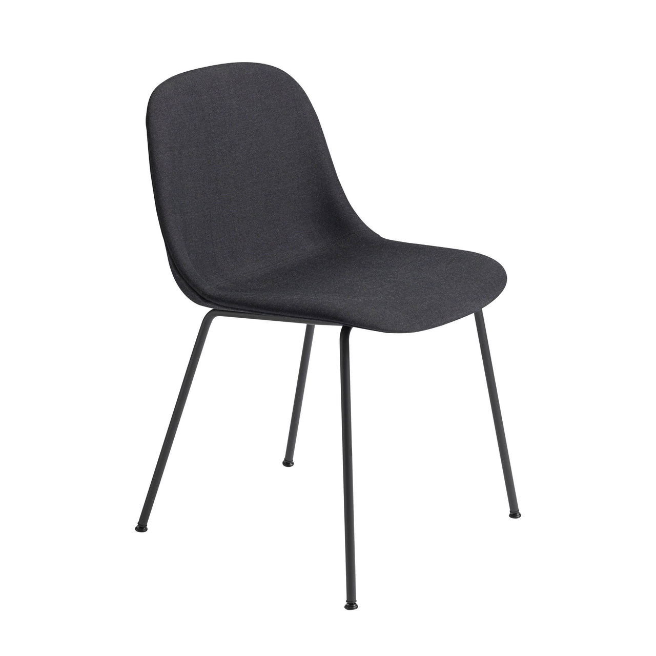 Fiber Side Chair: Tube Base + Upholstered +  Anthracite Black