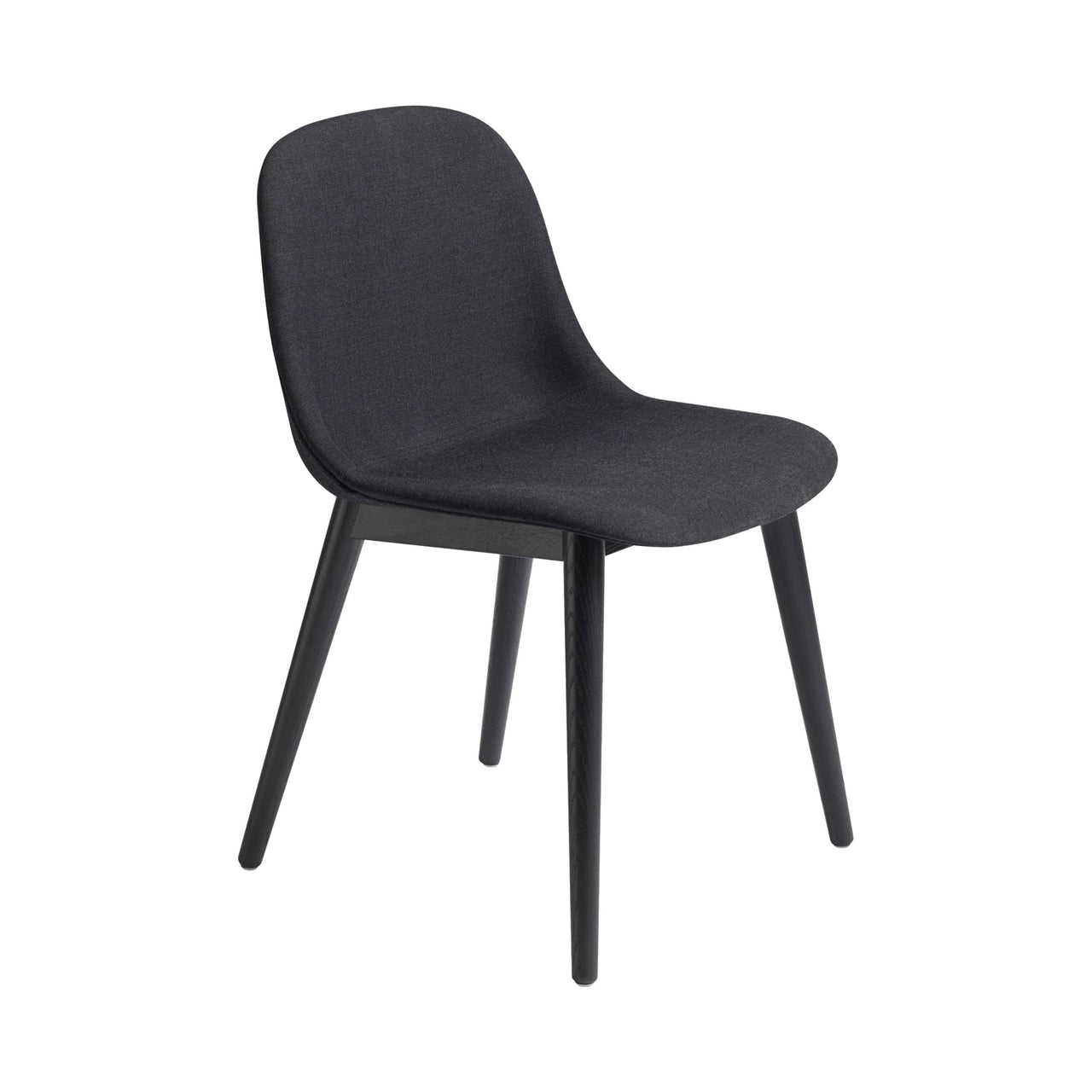 Fiber Side Chair: Wood Base + Recycled Shell + Upholstered + Black