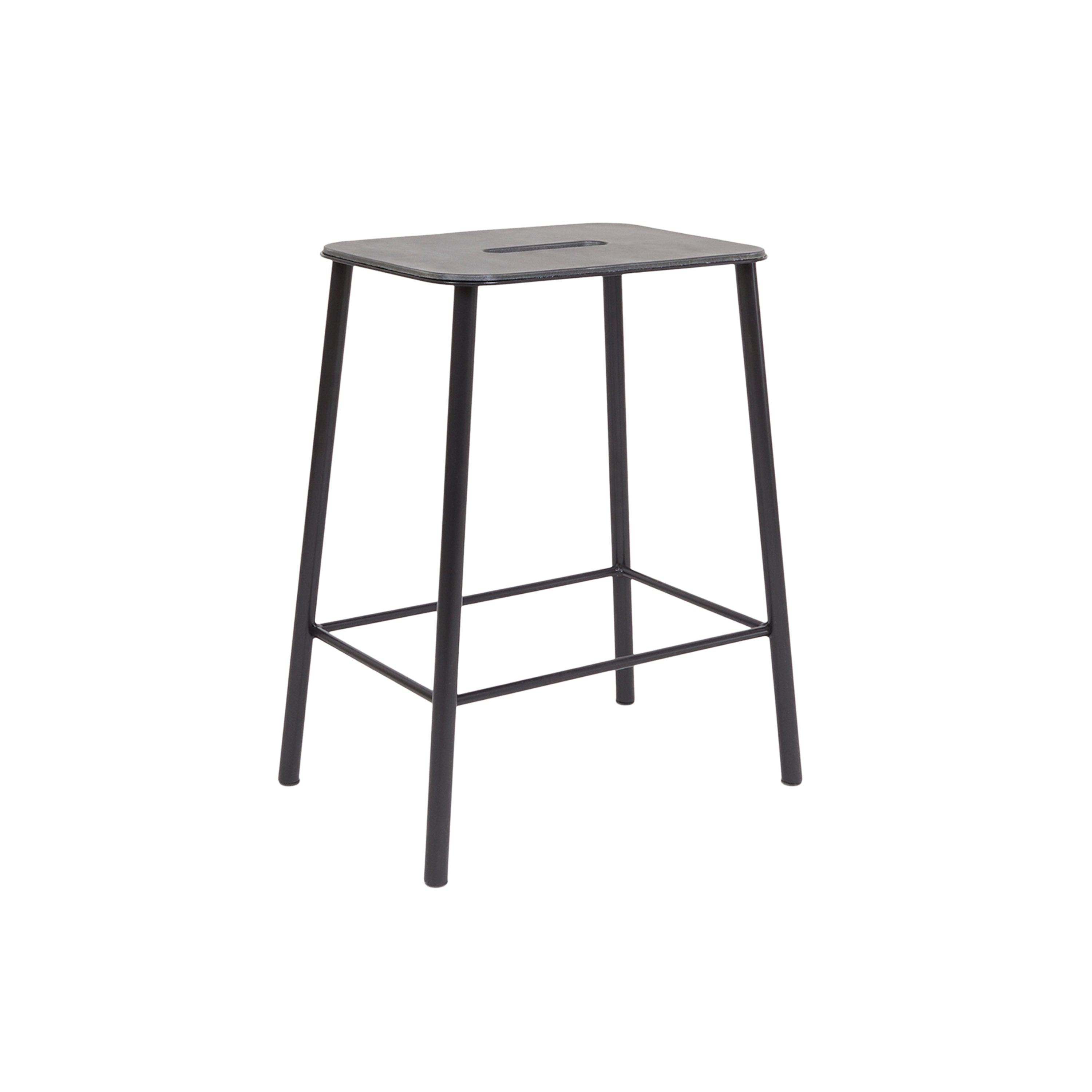 Adam Stool: Upholstered + Dining + Black + Anthracite Leather