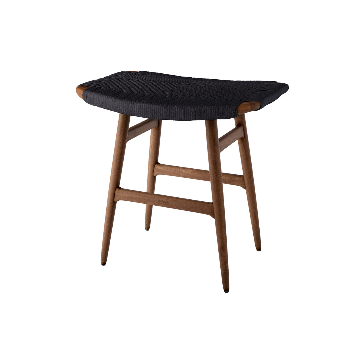 Freja Stool: Papercord Seat + Natural Walnut + Black