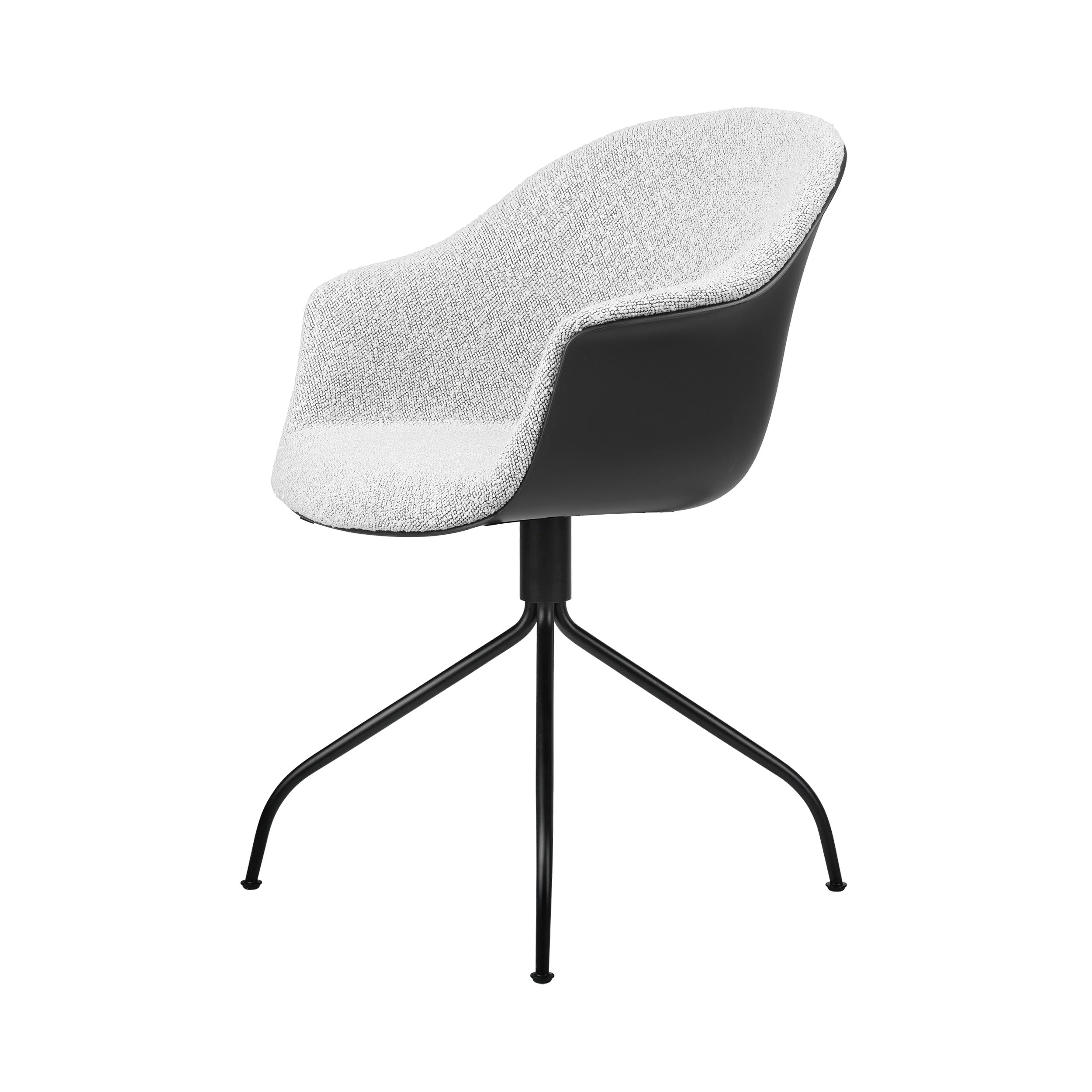 Bat Meeting Chair: 4 Star Swivel Base + Front Upholstery + Black Matt + Black