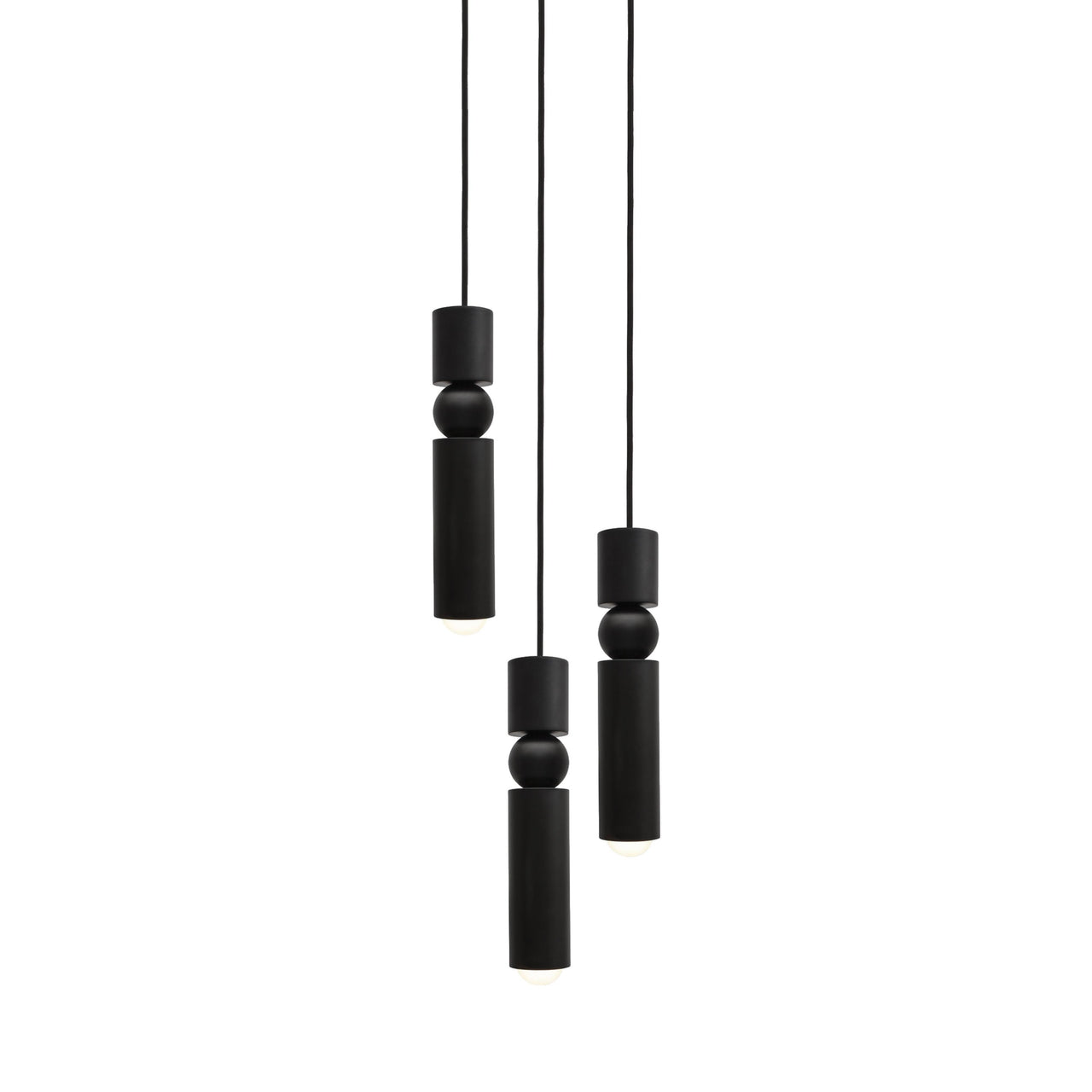 Fulcrum Chandelier: 3 Piece + Matte Black