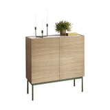 Luc 100 Cabinet: Marble Top + Carrara Marble + White Stained Oak + Green Khaki