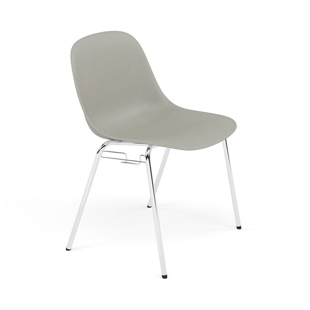 Fiber Side Chair: A-Base with Linking Device + Felt Glides + Grey
