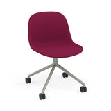 Fiber Side Chair: Swivel Base with Castors + Recycled Shell + Upholstered + Grey