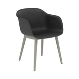 Fiber Armchair: Wood Base + Recycled Shell + Grey + Black