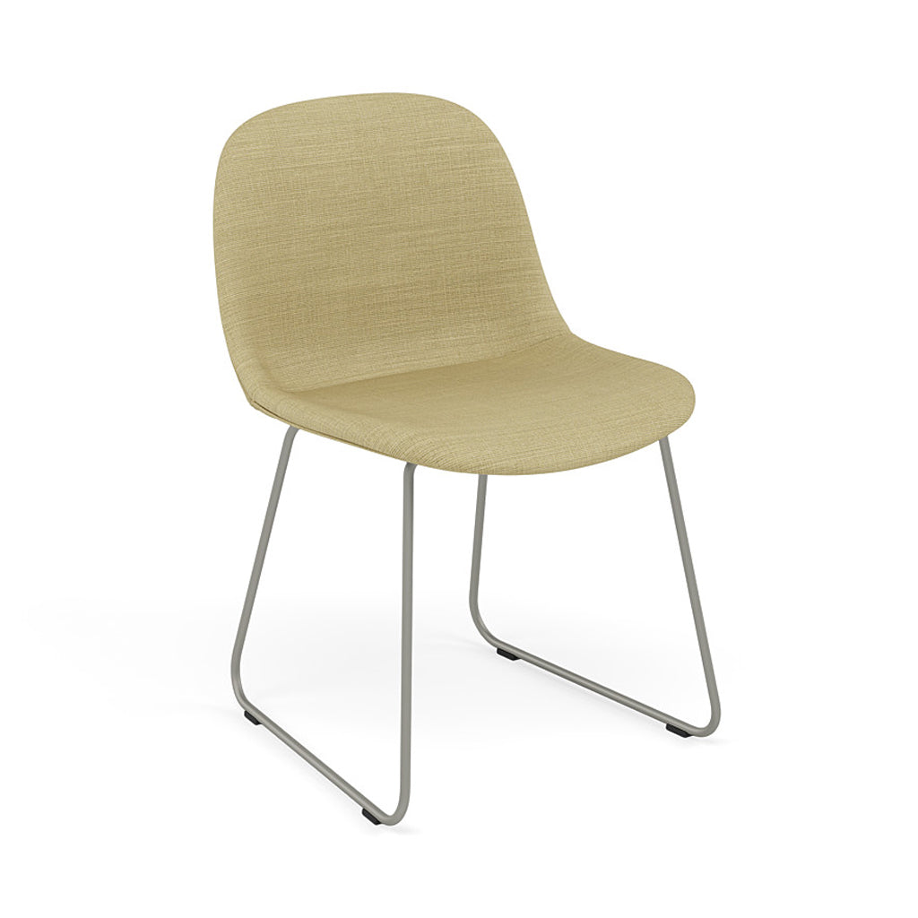 Fiber Side Chair: Sled Base + Recycled Shell + Upholstered + Grey
