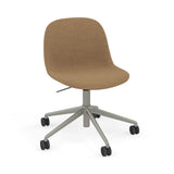 Fiber Side Chair: Swivel Base with Castors & Gaslift + Recycled Shell + Upholstered + Grey