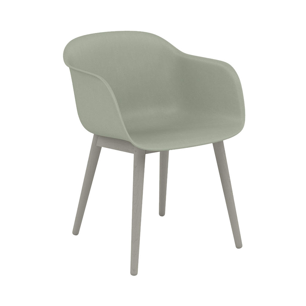 Fiber Armchair: Wood Base + Recycled Shell + Grey + Dusty Green