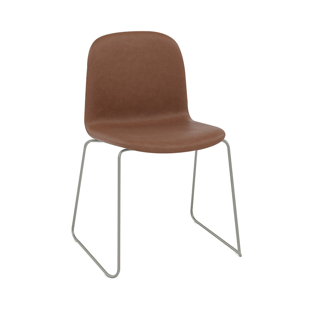 Visu Chair: Sled Base + Upholstered + Grey