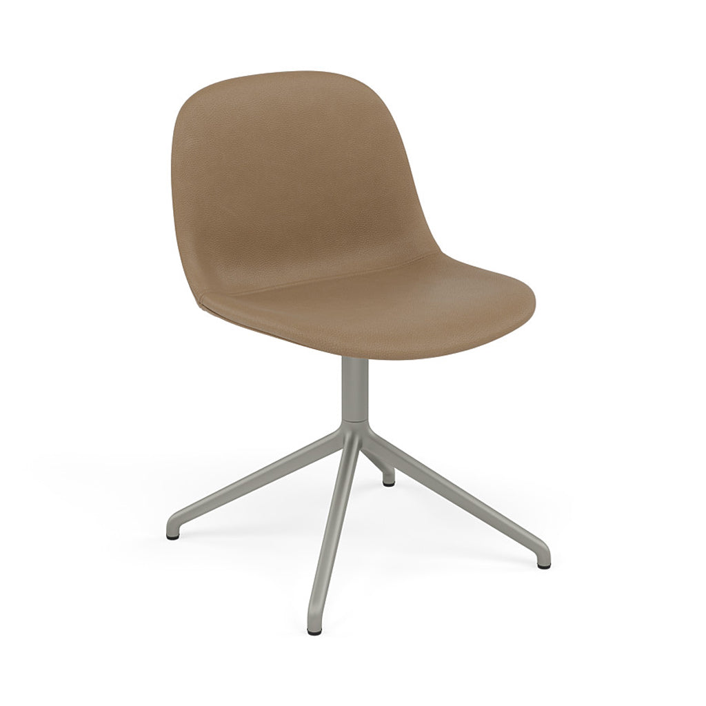 Fiber Side Chair: Swivel Base with Return + Recycled Shell + Upholstered + Grey