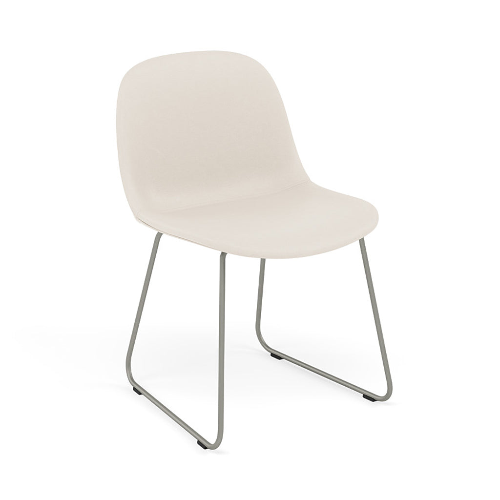 Fiber Side Chair: Sled Base + Recycled Shell + Upholstered + Grey