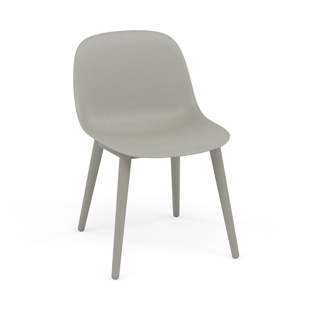 Fiber Side Chair: Wood Base + Recycled Shell + Recycled Shell + Grey + Grey