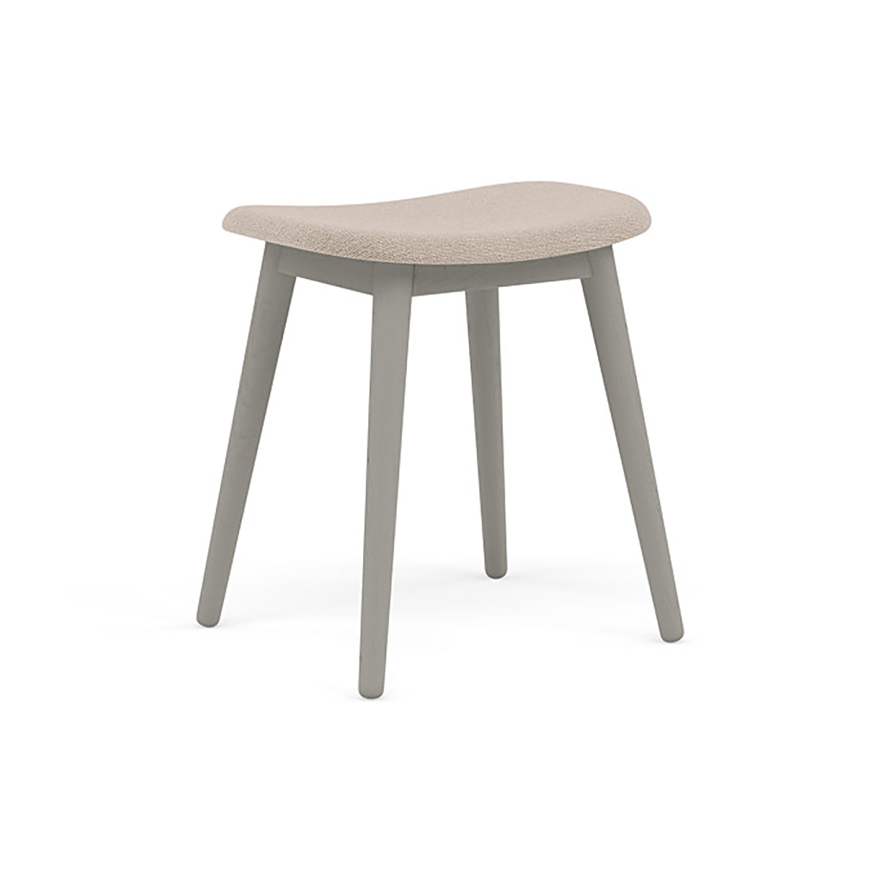 Fiber Stool: Wood Base + Upholstered + Grey