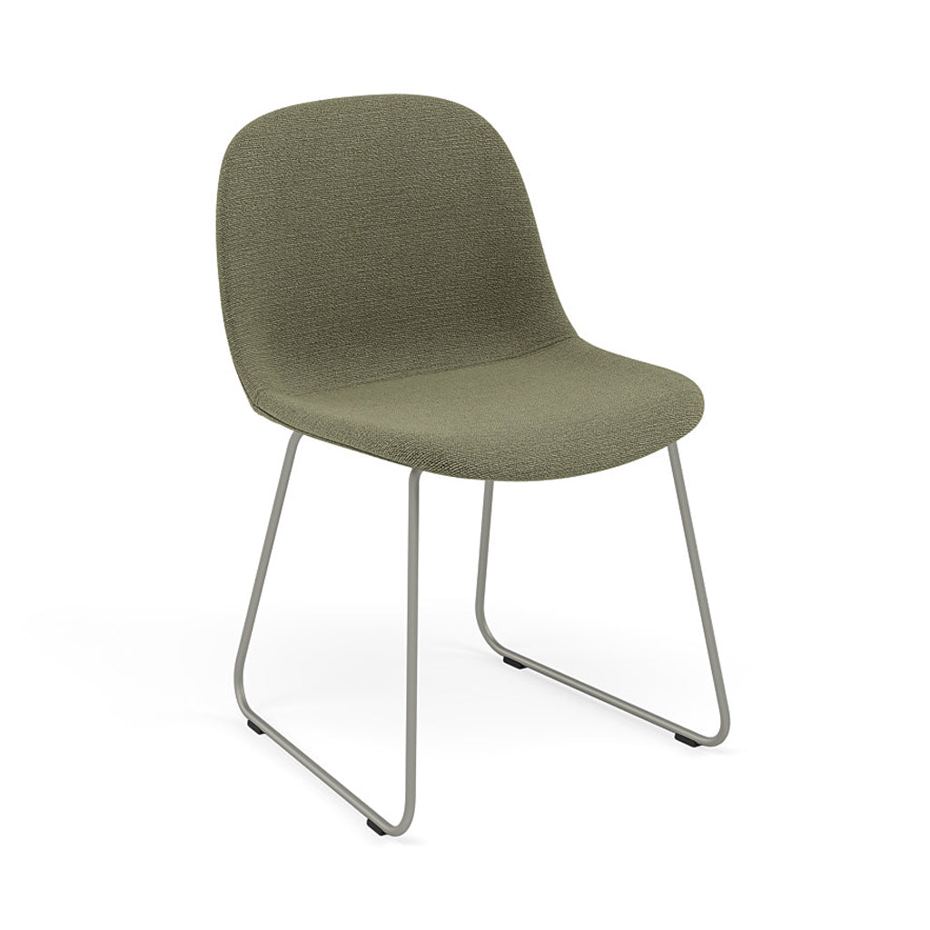 Fiber Side Chair: Sled Base + Recycled Shell + Upholstered + Grey