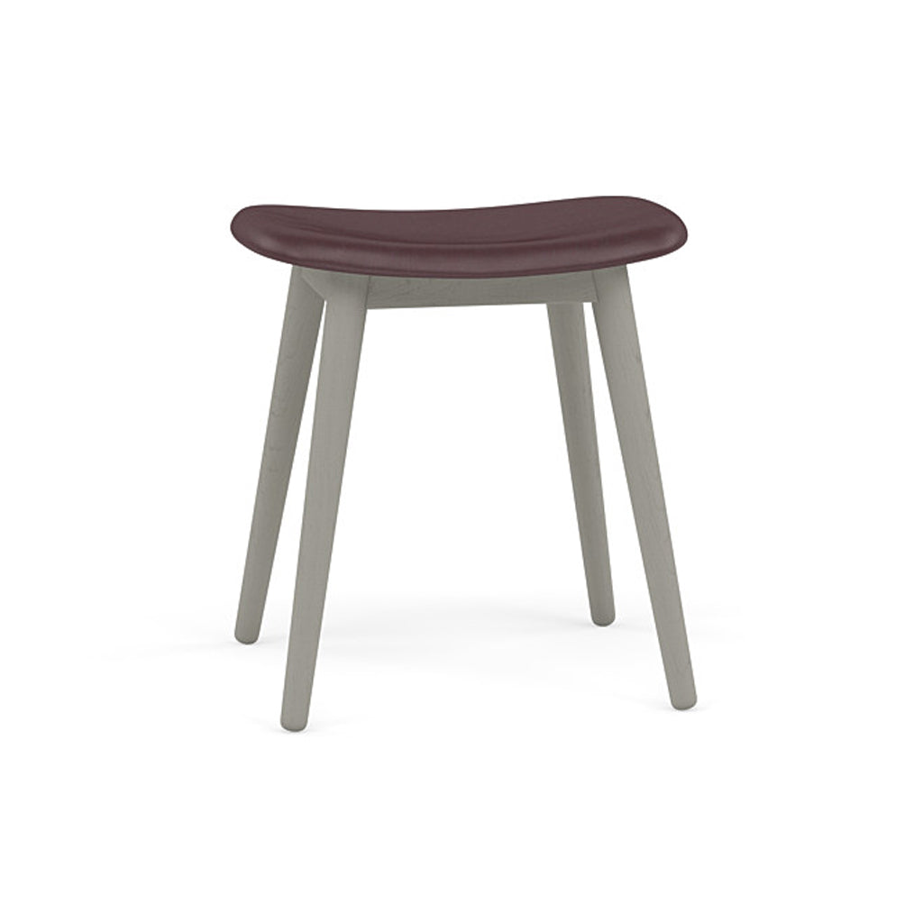 Fiber Stool: Wood Base + Upholstered + Grey