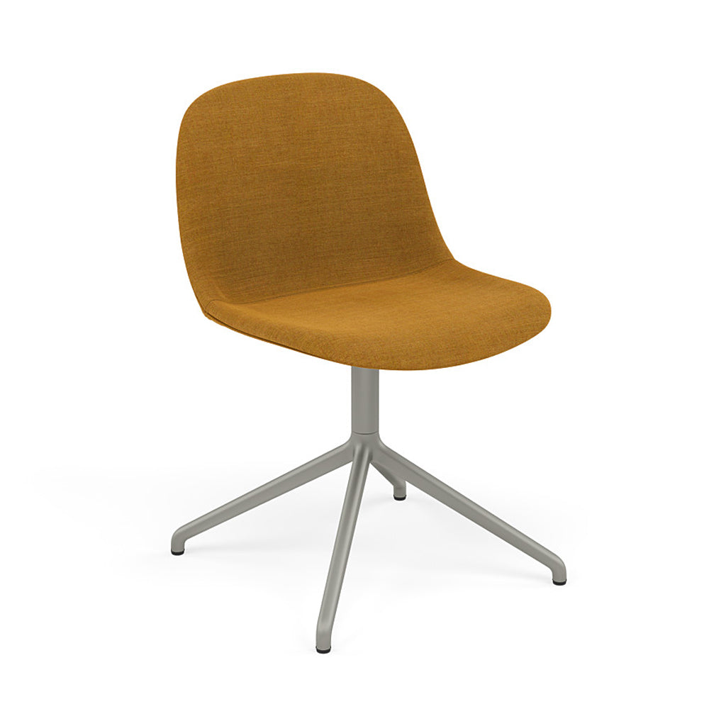 Fiber Side Chair: Swivel Base with Return + Recycled Shell + Upholstered + Grey