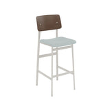 Loft Counter Stool: Upholstered + Grey + Stained Dark Brown